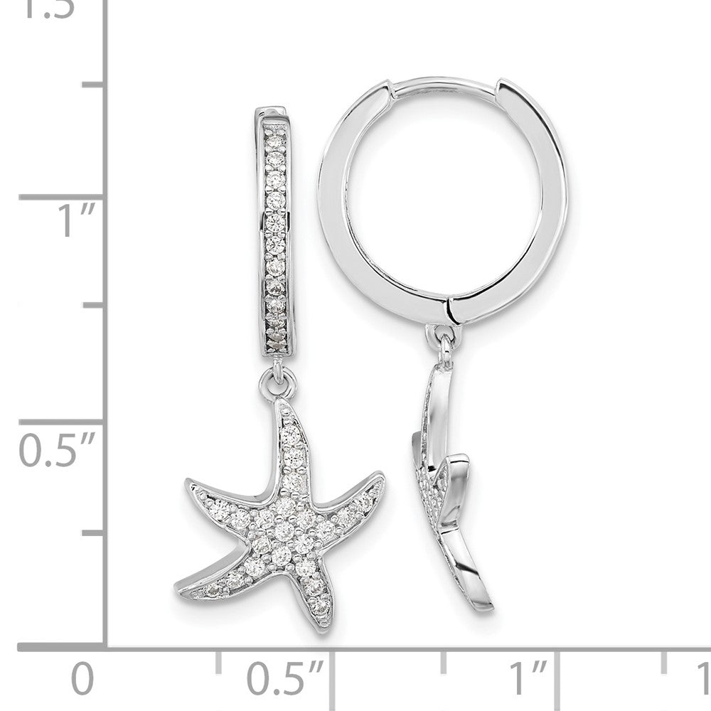 Sterlingsilber Cheryl M Rhodiniert Brillant-cut Zirkonia Seestern Creole Ohrhänger