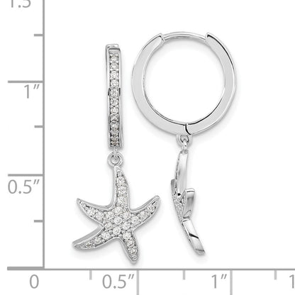 Sterlingsilber Cheryl M Rhodiniert Brillant-cut Zirkonia Seestern Creole Ohrhänger