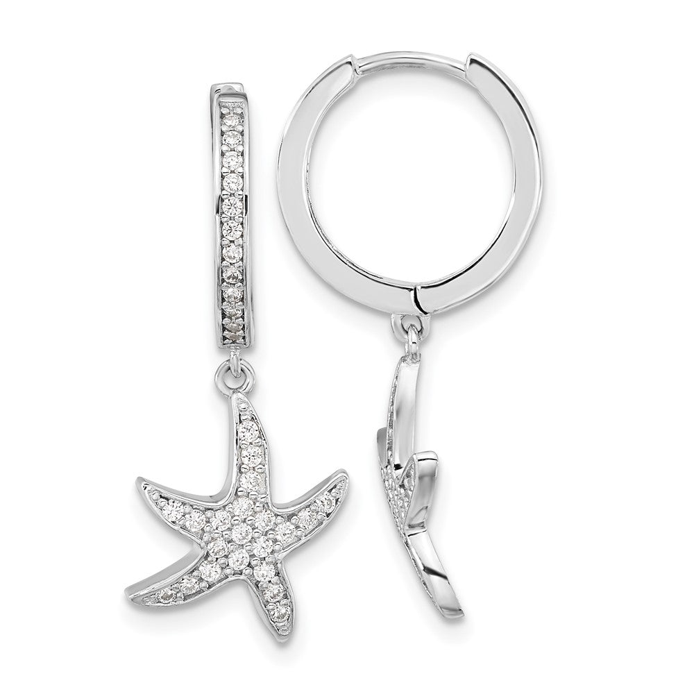 Sterlingsilber Cheryl M Rhodiniert Brillant-cut Zirkonia Seestern Creole Ohrhänger