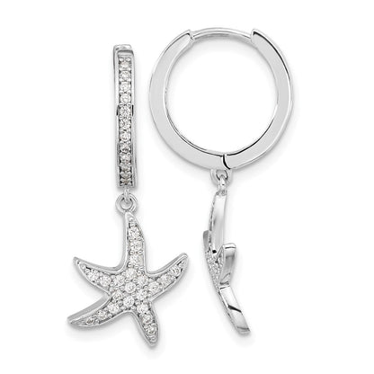 Sterlingsilber Cheryl M Rhodiniert Brillant-cut Zirkonia Seestern Creole Ohrhänger