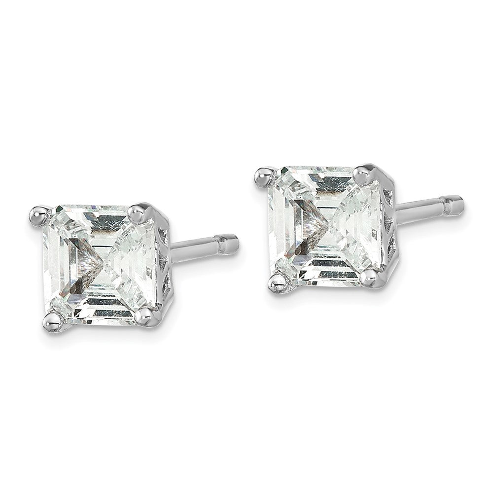 Sterlingsilber Cheryl M Rhodiniert Asscher-cut 5mm Zirkonia Quadratisch Stecker Ohrstecker
