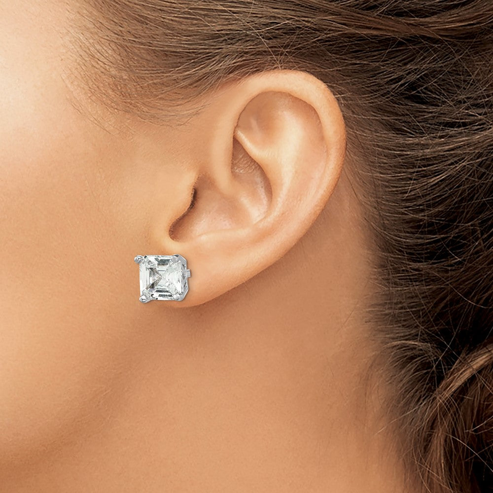 Sterlingsilber Cheryl M Rhodiniert Asscher-cut 5mm Zirkonia Quadratisch Stecker Ohrstecker