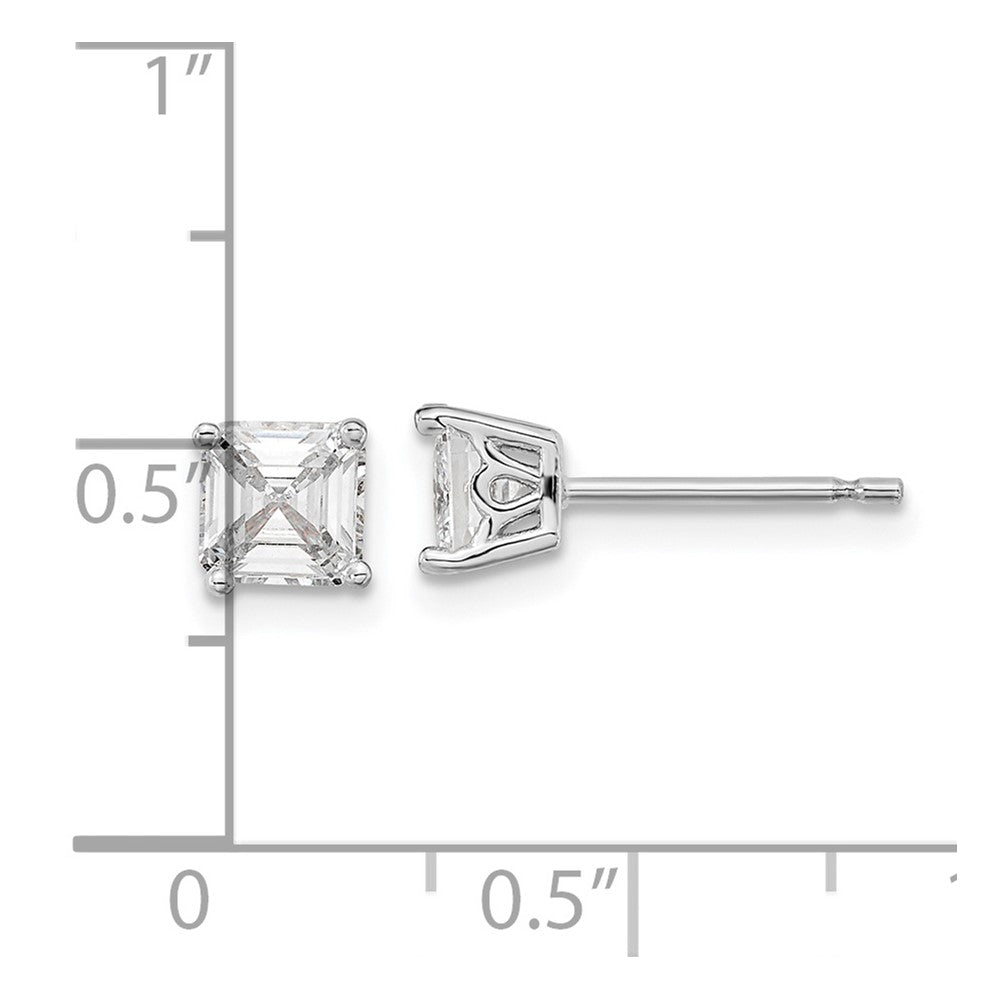 Sterlingsilber Cheryl M Rhodiniert Asscher-cut 5mm Zirkonia Quadratisch Stecker Ohrstecker
