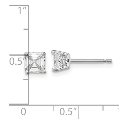 Sterlingsilber Cheryl M Rhodiniert Asscher-cut 5mm Zirkonia Quadratisch Stecker Ohrstecker