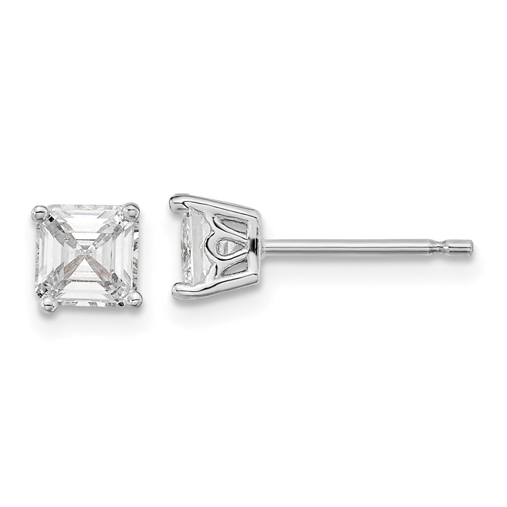 Sterlingsilber Cheryl M Rhodiniert Asscher-cut 5mm Zirkonia Quadratisch Stecker Ohrstecker