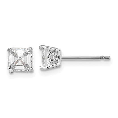 Sterlingsilber Cheryl M Rhodiniert Asscher-cut 5mm Zirkonia Quadratisch Stecker Ohrstecker