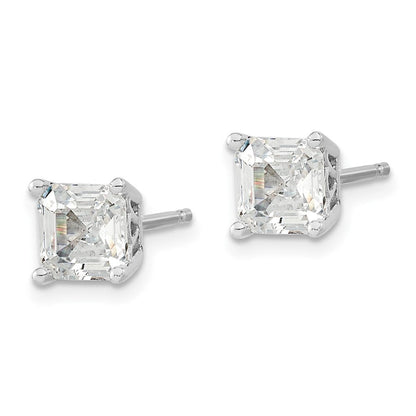 Sterlingsilber Cheryl M Rhodiniert Asscher-cut 6mm Zirkonia Quadratisch Stecker Ohrstecker