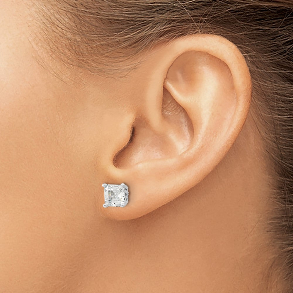 Sterlingsilber Cheryl M Rhodiniert Asscher-cut 6mm Zirkonia Quadratisch Stecker Ohrstecker