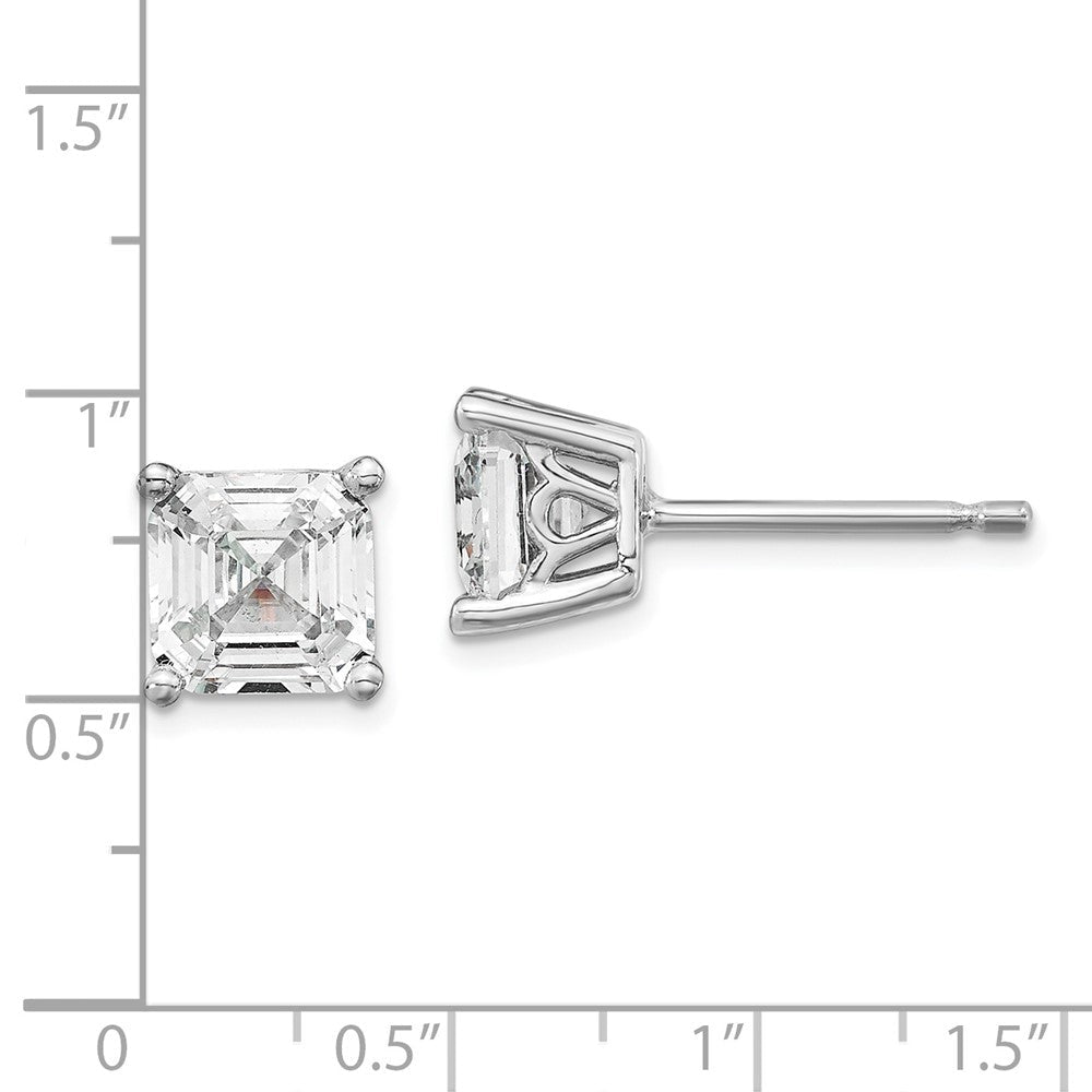 Sterlingsilber Cheryl M Rhodiniert Asscher-cut 6mm Zirkonia Quadratisch Stecker Ohrstecker