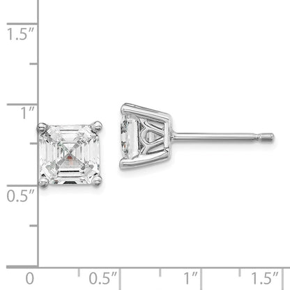 Sterlingsilber Cheryl M Rhodiniert Asscher-cut 6mm Zirkonia Quadratisch Stecker Ohrstecker