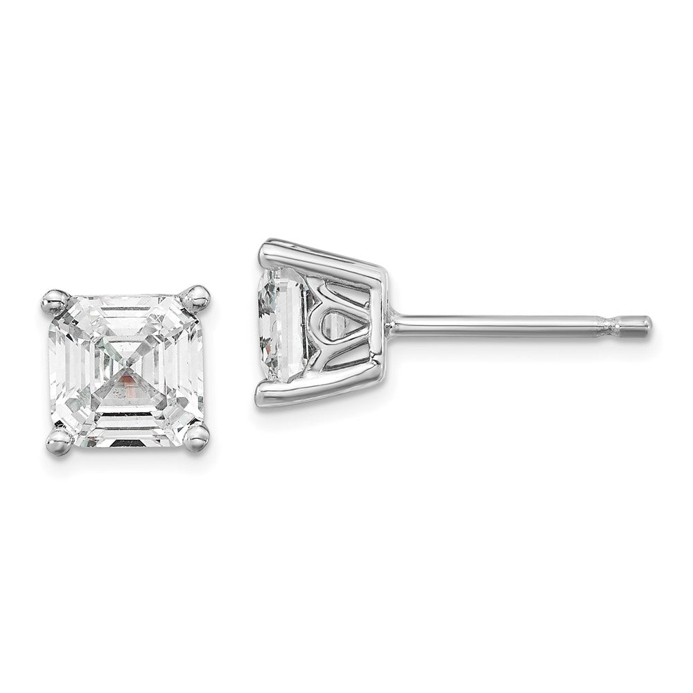 Sterlingsilber Cheryl M Rhodiniert Asscher-cut 6mm Zirkonia Quadratisch Stecker Ohrstecker