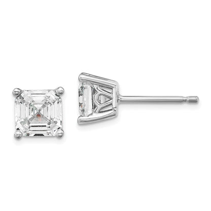 Sterlingsilber Cheryl M Rhodiniert Asscher-cut 6mm Zirkonia Quadratisch Stecker Ohrstecker