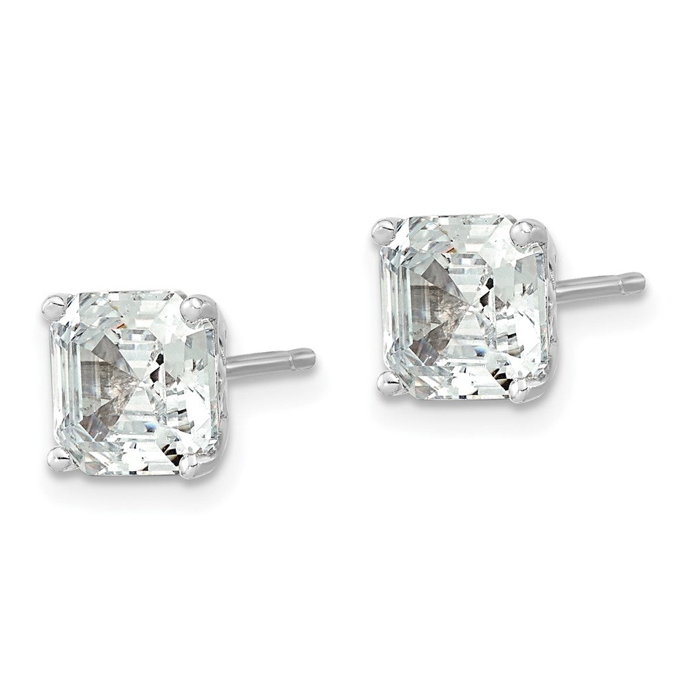 Sterlingsilber Cheryl M Rhodiniert Asscher-cut 7mm Zirkonia Quadratisch Stecker Ohrstecker