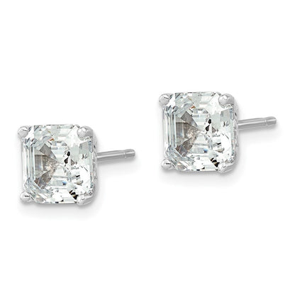Sterlingsilber Cheryl M Rhodiniert Asscher-cut 7mm Zirkonia Quadratisch Stecker Ohrstecker
