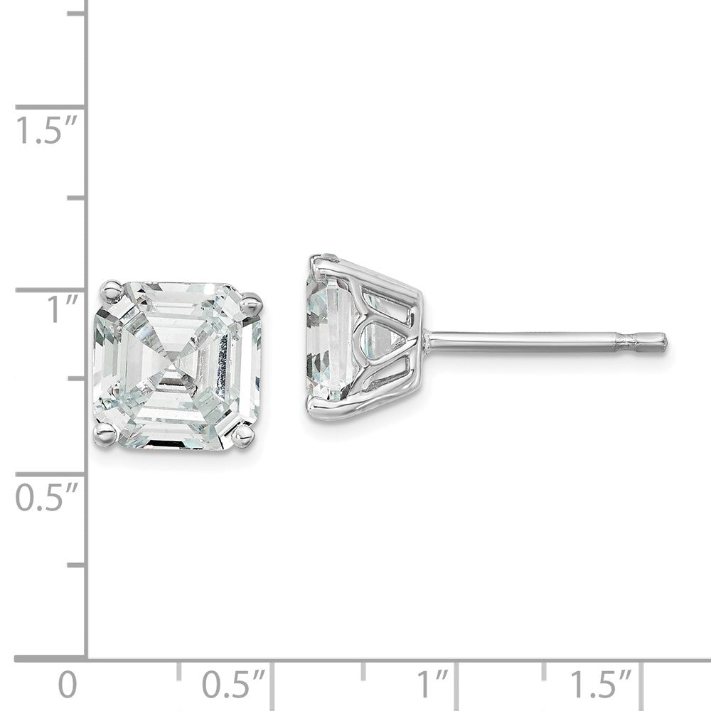 Sterlingsilber Cheryl M Rhodiniert Asscher-cut 7mm Zirkonia Quadratisch Stecker Ohrstecker