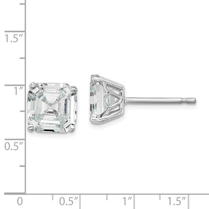 Sterlingsilber Cheryl M Rhodiniert Asscher-cut 7mm Zirkonia Quadratisch Stecker Ohrstecker