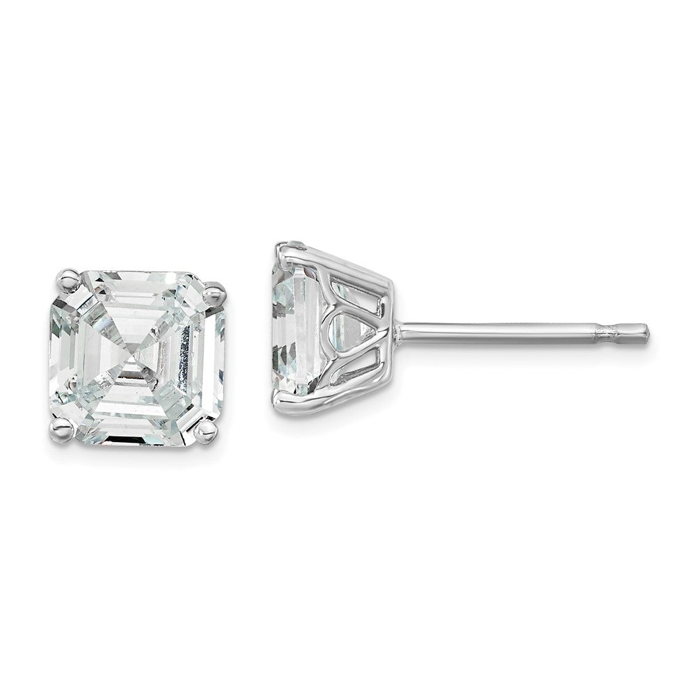 Sterlingsilber Cheryl M Rhodiniert Asscher-cut 7mm Zirkonia Quadratisch Stecker Ohrstecker