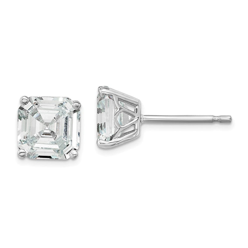 Sterlingsilber Cheryl M Rhodiniert Asscher-cut 7mm Zirkonia Quadratisch Stecker Ohrstecker