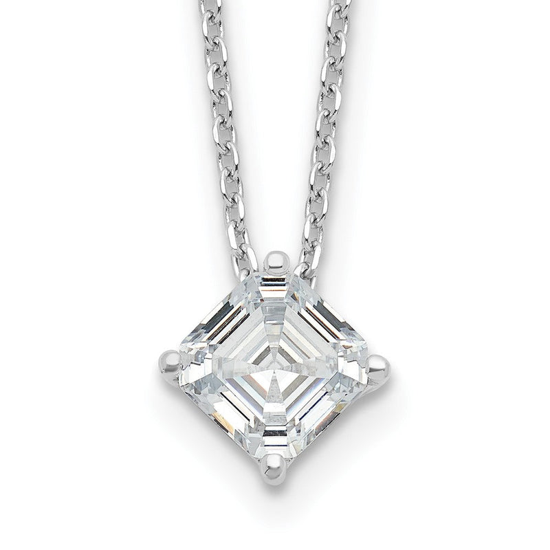 Sterlingsilber Cheryl M Rhodiniert Quadratisch Stufe-cut Zirkonia 16 Zoll Halskette mit 2 Verlängerung
