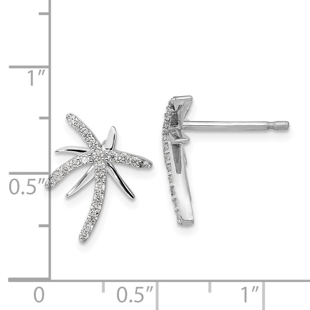 Sterlingsilber Cheryl M Rhodiniert Brillant-cut Zirkonia Palme Baum Ohrstecker