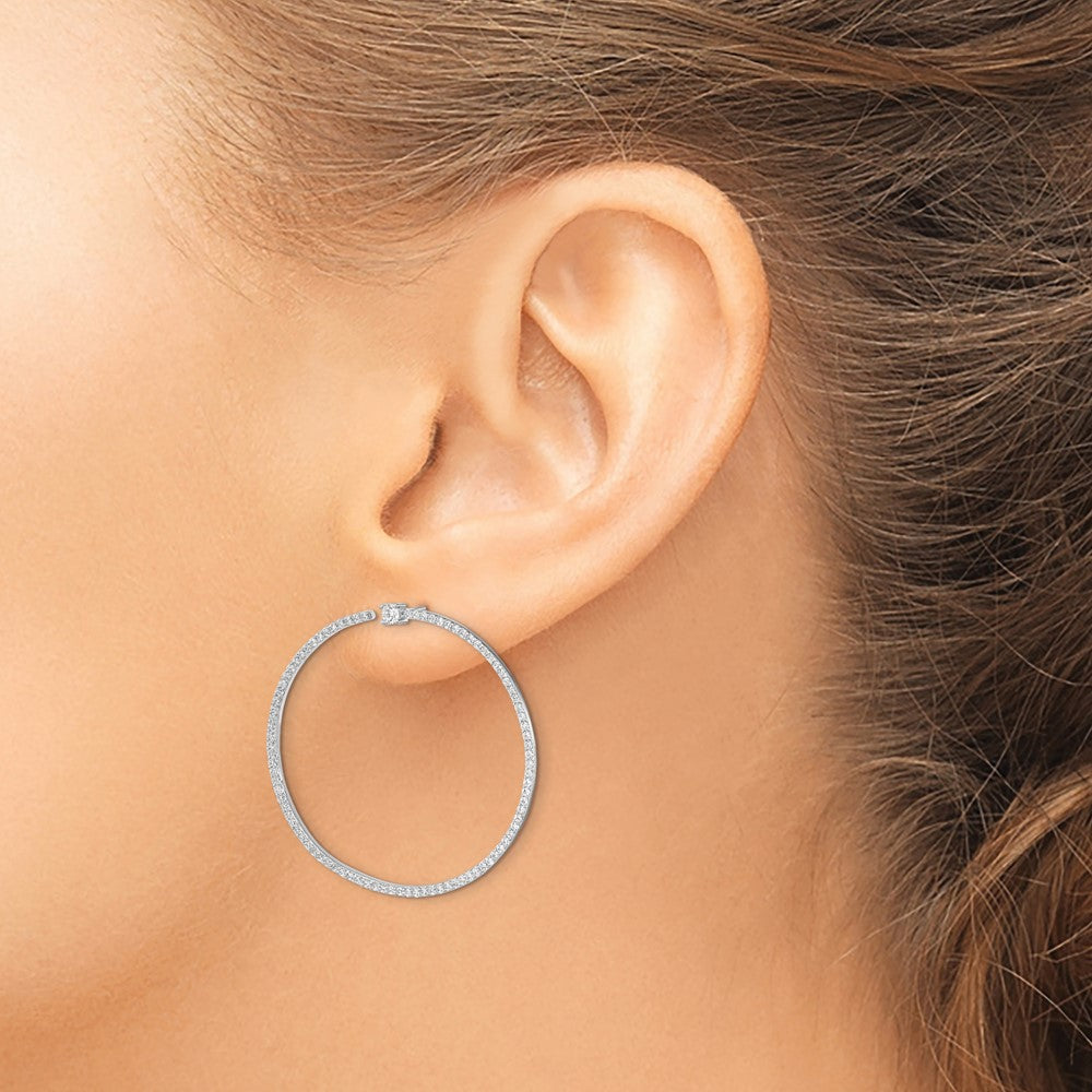 Sterlingsilber Cheryl M Rhodiniert Brillant-cut Zirkonia Stecker Creolen