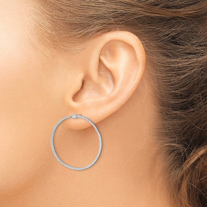 Sterlingsilber Cheryl M Rhodiniert Brillant-cut Zirkonia Stecker Creolen