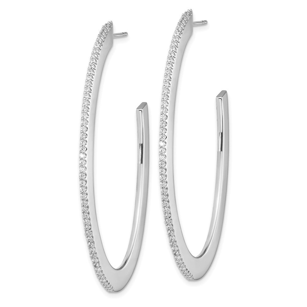 Sterlingsilber Cheryl M Rhodiniert Brillant-cut Zirkonia Oval Geformt Stecker J- Creolen