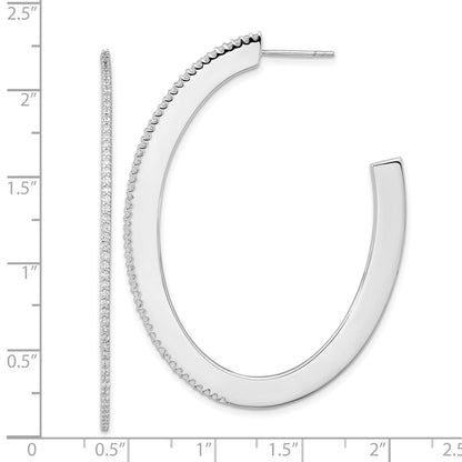 Sterlingsilber Cheryl M Rhodiniert Brillant-cut Zirkonia Oval Geformt Stecker J- Creolen