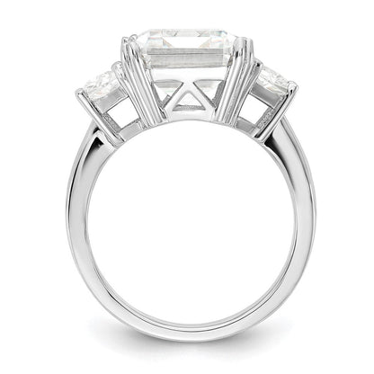 Sterlingsilber Cheryl M Rhodiniert Fantasie Smaragd-cut und Brillant-cut Zirkonia 3 Stein Ring