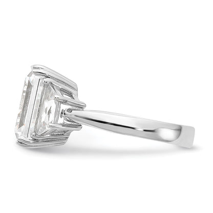 Sterlingsilber Cheryl M Rhodiniert Fantasie Smaragd-cut und Brillant-cut Zirkonia 3 Stein Ring