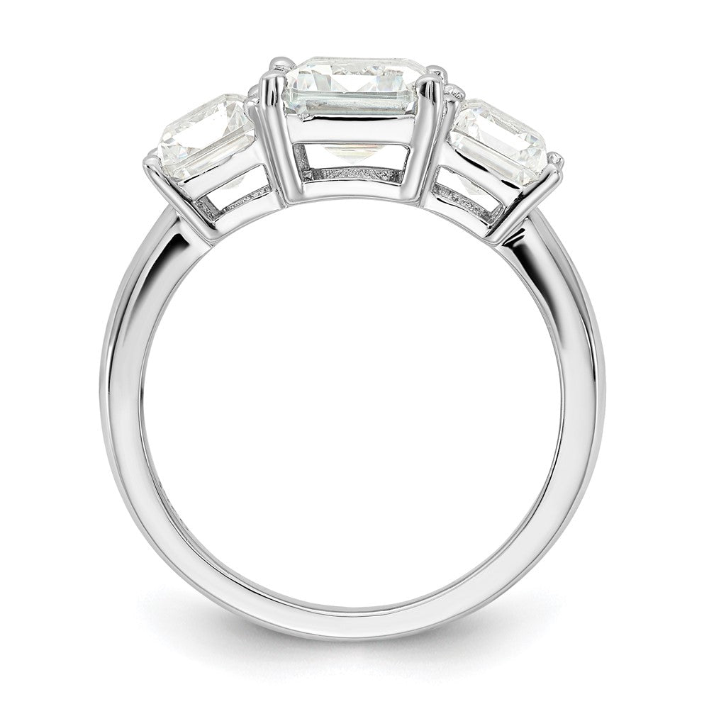Sterlingsilber Cheryl M Rhodiniert Smaragd-cut Zirkonia 3 Stein Ring