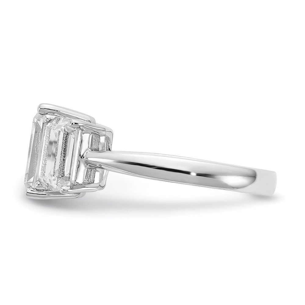 Sterlingsilber Cheryl M Rhodiniert Smaragd-cut Zirkonia 3 Stein Ring