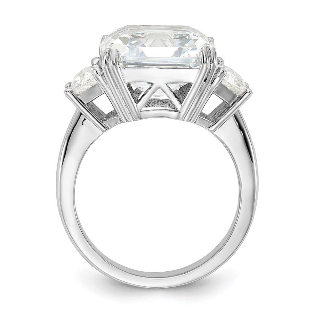 Sterlingsilber Cheryl M Rhodiniert Asscher-cut und Brillant-cut Zirkonia 3 Stein Ring