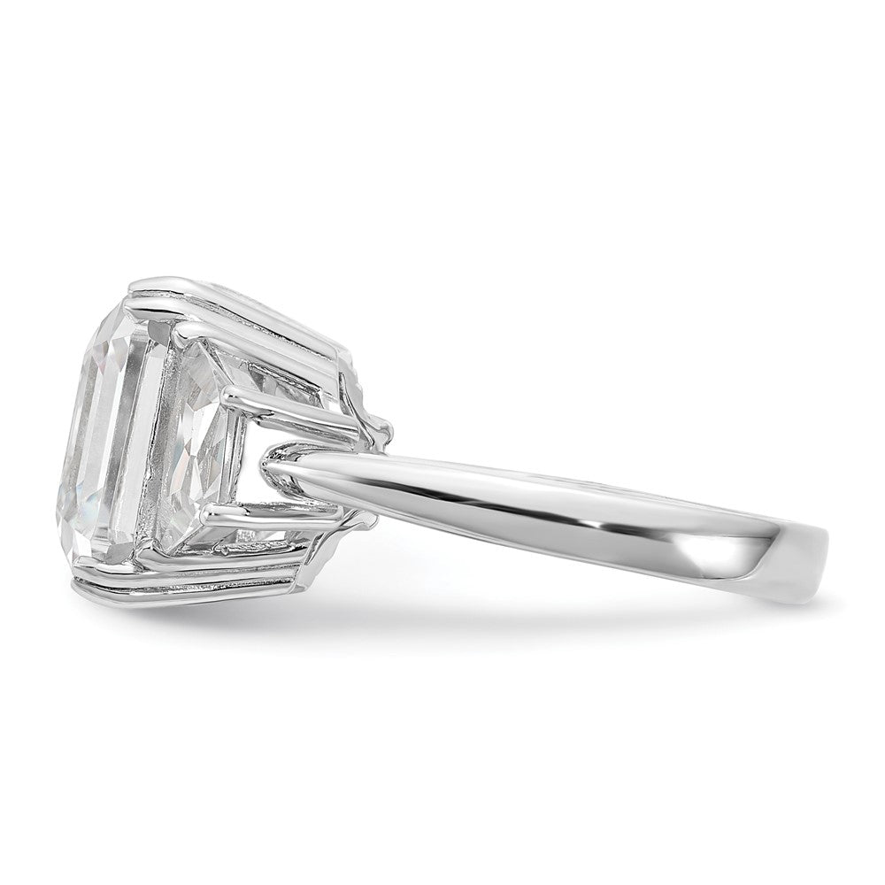 Sterlingsilber Cheryl M Rhodiniert Asscher-cut und Brillant-cut Zirkonia 3 Stein Ring