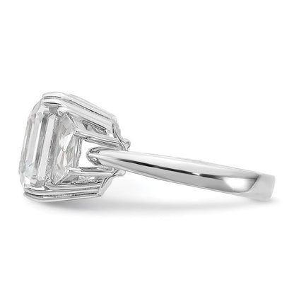 Sterlingsilber Cheryl M Rhodiniert Asscher-cut und Brillant-cut Zirkonia 3 Stein Ring