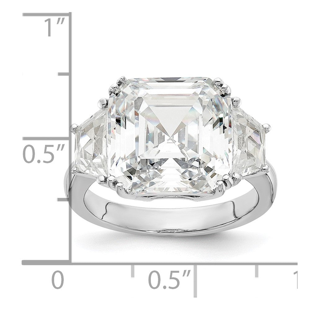 Sterlingsilber Cheryl M Rhodiniert Asscher-cut und Brillant-cut Zirkonia 3 Stein Ring