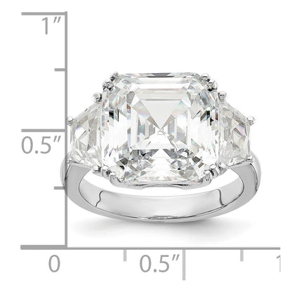 Sterlingsilber Cheryl M Rhodiniert Asscher-cut und Brillant-cut Zirkonia 3 Stein Ring