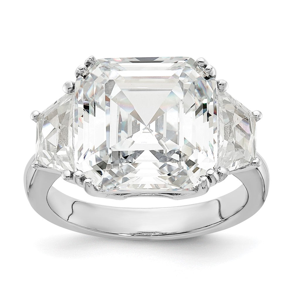 Sterlingsilber Cheryl M Rhodiniert Asscher-cut und Brillant-cut Zirkonia 3 Stein Ring