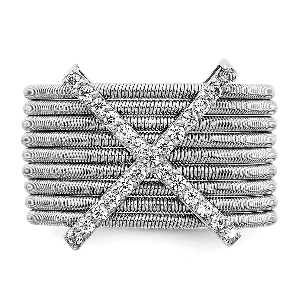 Sterlingsilber Cheryl M Rhodiniert Brillant-cut Zirkonia Strukturiert Multi-band Ring