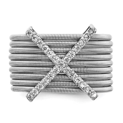 Sterlingsilber Cheryl M Rhodiniert Brillant-cut Zirkonia Strukturiert Multi-band Ring