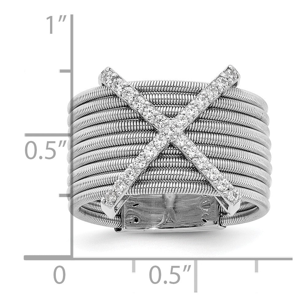 Sterlingsilber Cheryl M Rhodiniert Brillant-cut Zirkonia Strukturiert Multi-band Ring