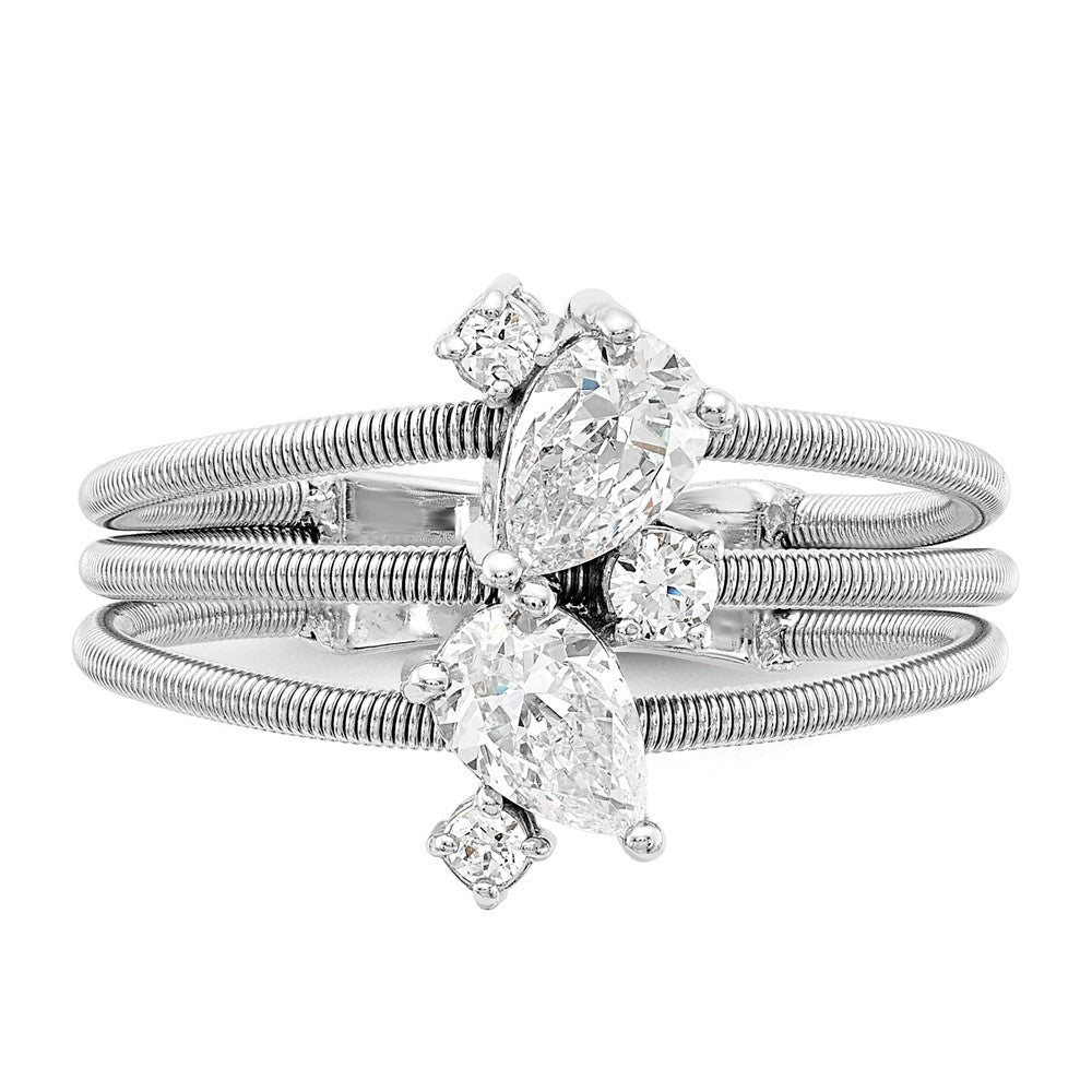 Sterlingsilber Cheryl M Rhodiniert Brillant-cut Zirkonia Strukturiert 3 Ring