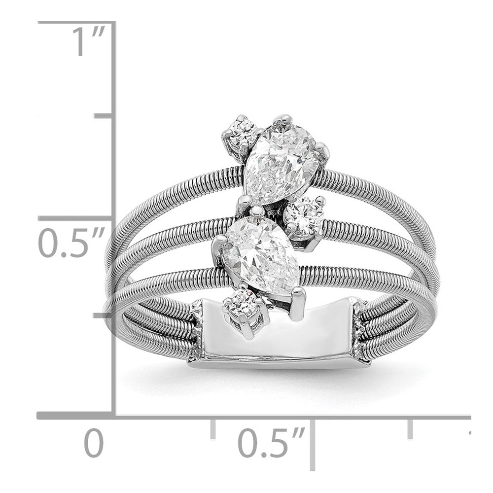 Sterlingsilber Cheryl M Rhodiniert Brillant-cut Zirkonia Strukturiert 3 Ring