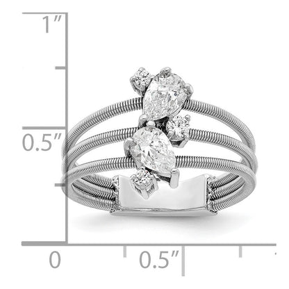 Sterlingsilber Cheryl M Rhodiniert Brillant-cut Zirkonia Strukturiert 3 Ring