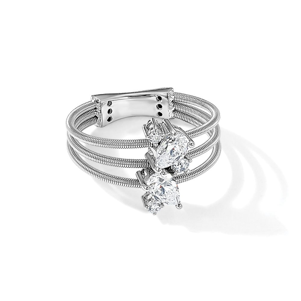 Sterlingsilber Cheryl M Rhodiniert Brillant-cut Zirkonia Strukturiert 3 Ring