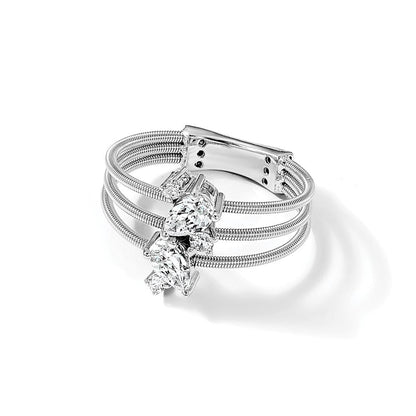Sterlingsilber Cheryl M Rhodiniert Brillant-cut Zirkonia Strukturiert 3 Ring