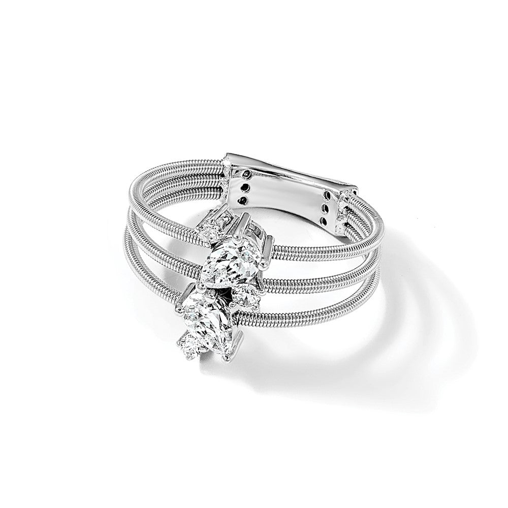 Sterlingsilber Cheryl M Rhodiniert Brillant-cut Zirkonia Strukturiert 3 Ring