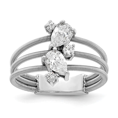 Sterlingsilber Cheryl M Rhodiniert Brillant-cut Zirkonia Strukturiert 3 Ring