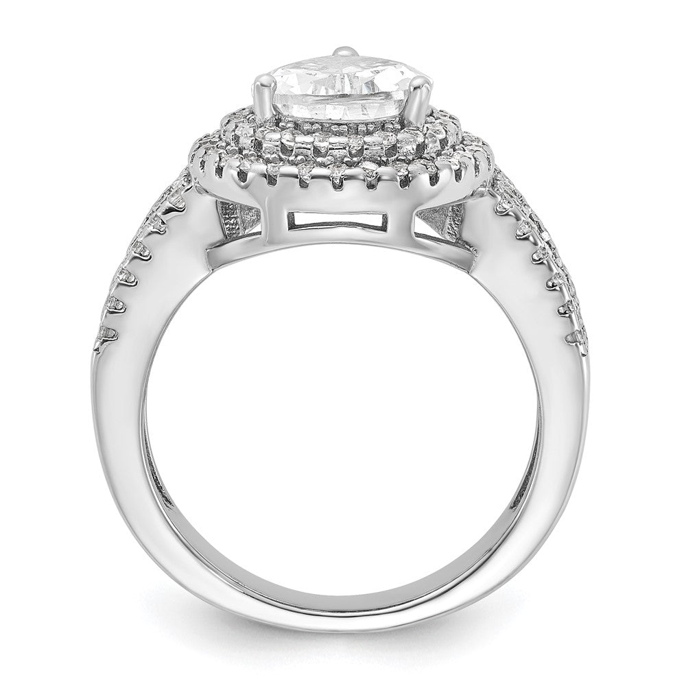 Sterlingsilber Cheryl M Rhodiniert Brillant-cut Tropfen Zirkonia Doppelt Heiligenschein Ring