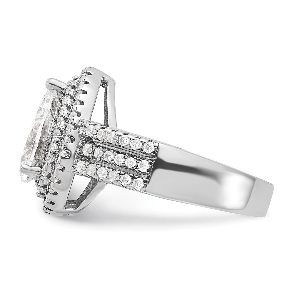 Sterlingsilber Cheryl M Rhodiniert Brillant-cut Tropfen Zirkonia Doppelt Heiligenschein Ring